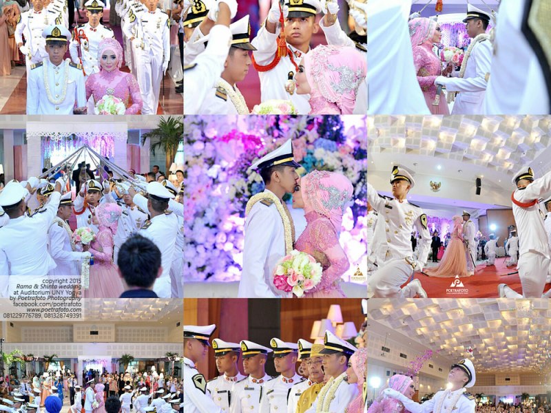 Foto Pernikahan Pedang Pora dengan Baju Kebaya Pengantin Muslim-Muslimah. Foto Wedding Rama+Shinta di Jogja
