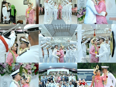 Foto Wedding Prosesi Upacara Pedang Pora Perwira Pelaut Pelayaran Ovie+Iwan di Temanggung